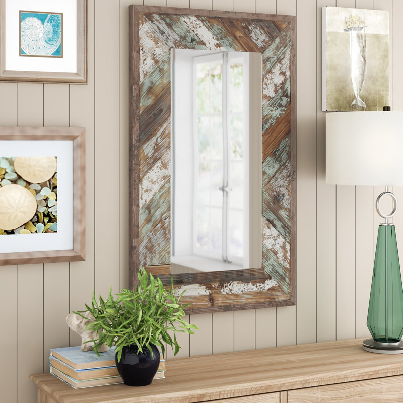 Rosecliff Heights Yorktown Distressed Wood Slat Wall Mirror & Reviews